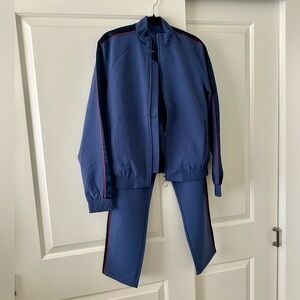 TOPMAN Blue Track Suit with Red Accents